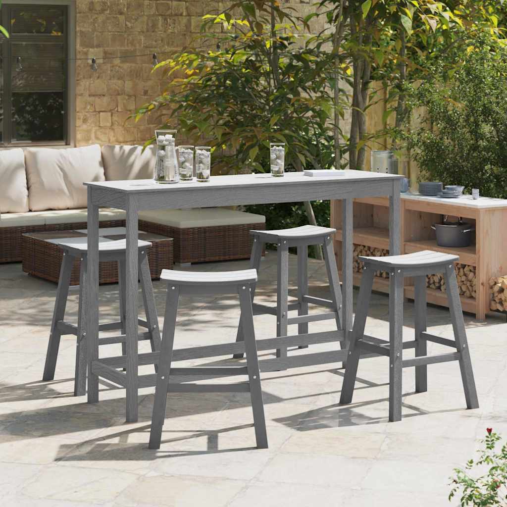 vidaXL Garden Bar Set 4 pcs Light Grey HDPE