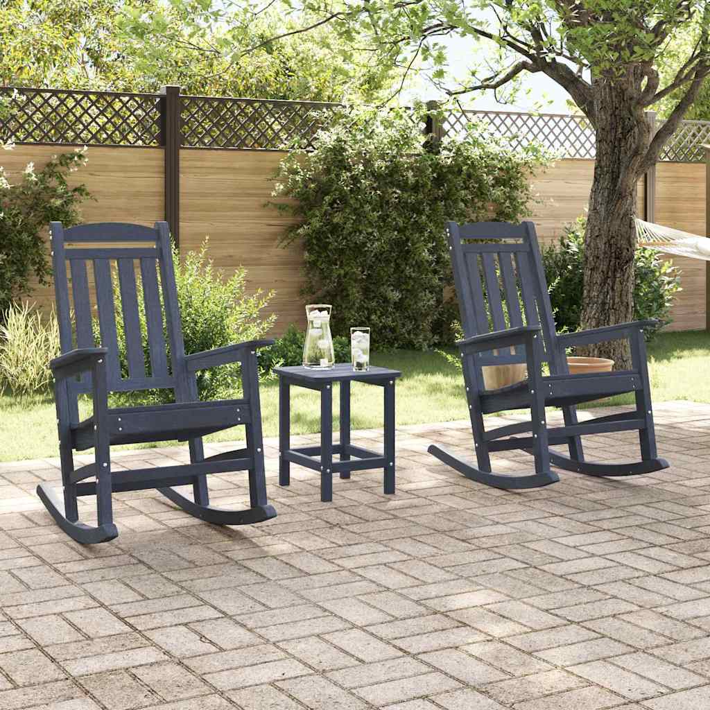 vidaXL Rocking Chair 2 pcs Navy 92 x 70 x 108 cm Polyethylene