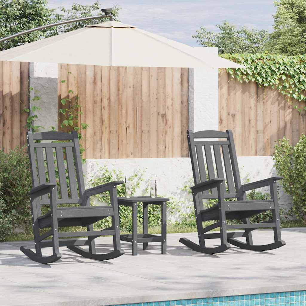 vidaXL Rocking Chair 2 pcs Light Grey 92 x 70 x 108 cm Polyethylene