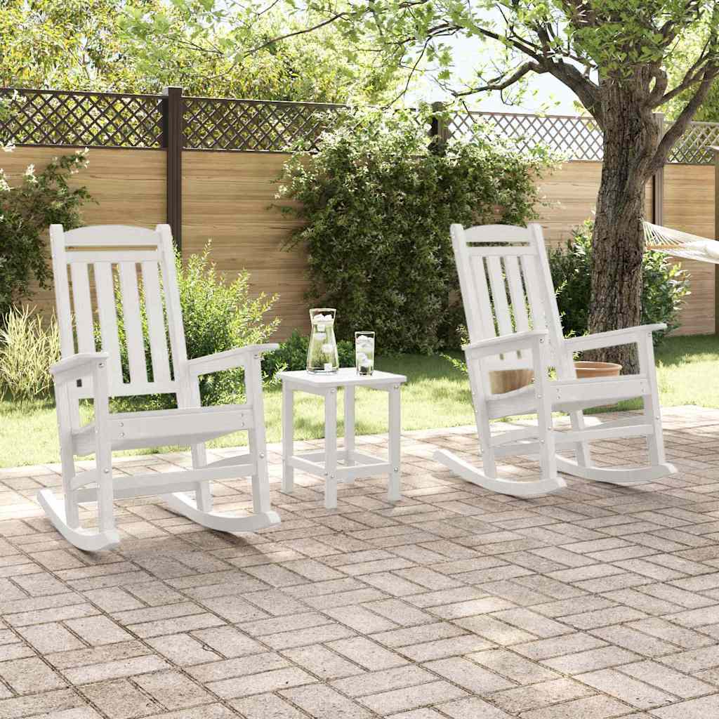vidaXL Rocking Chair 3 pcs White Polyethylene