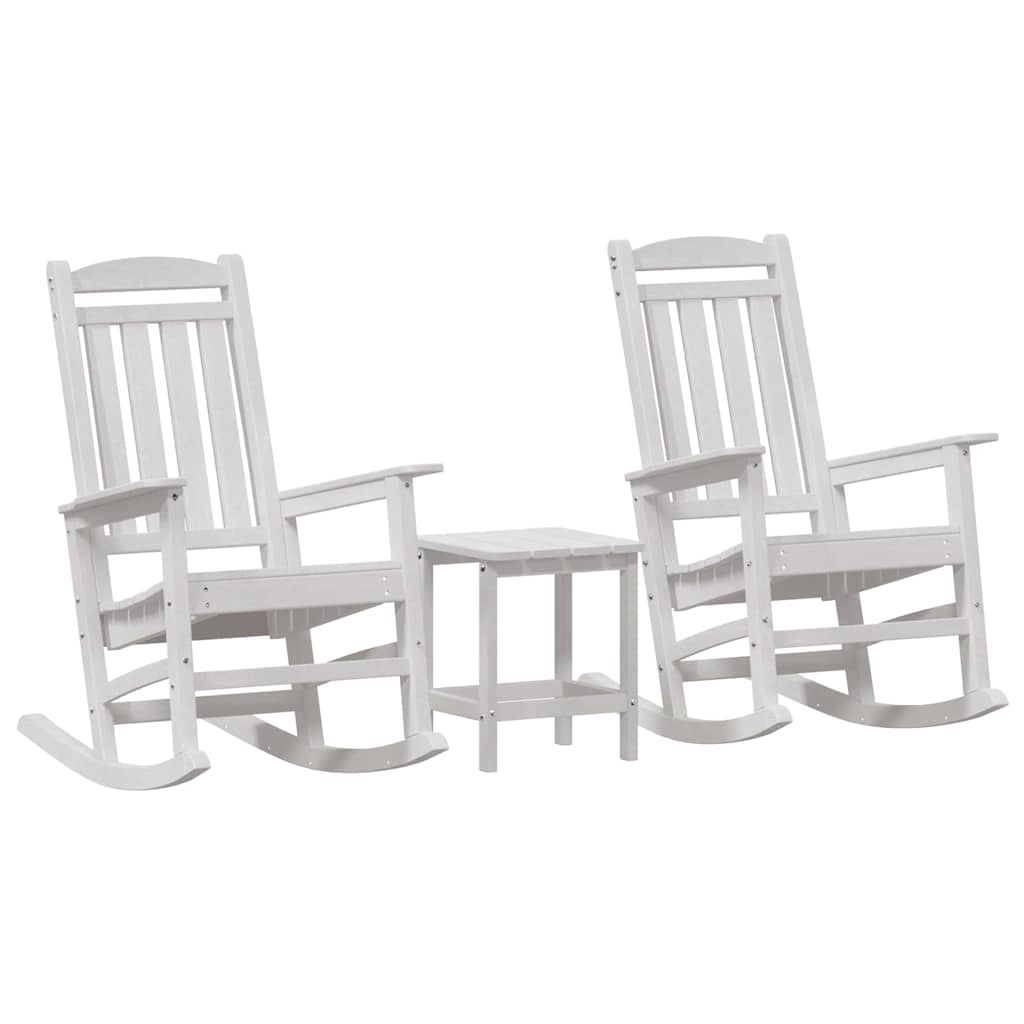 vidaXL Rocking Chair 3 pcs White Polyethylene