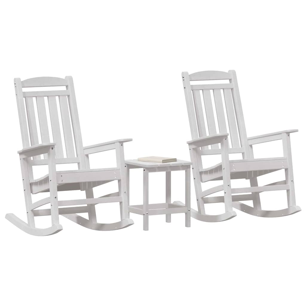 vidaXL Rocking Chair 3 pcs White Polyethylene