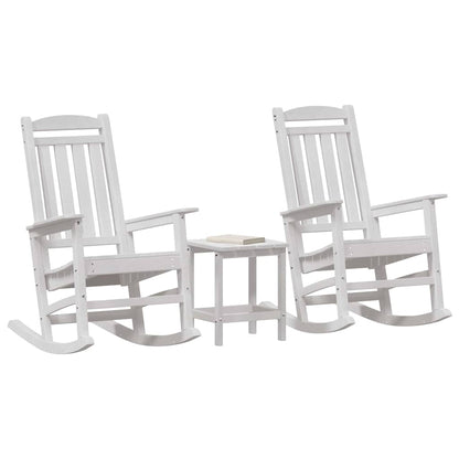 vidaXL Rocking Chair 3 pcs White Polyethylene