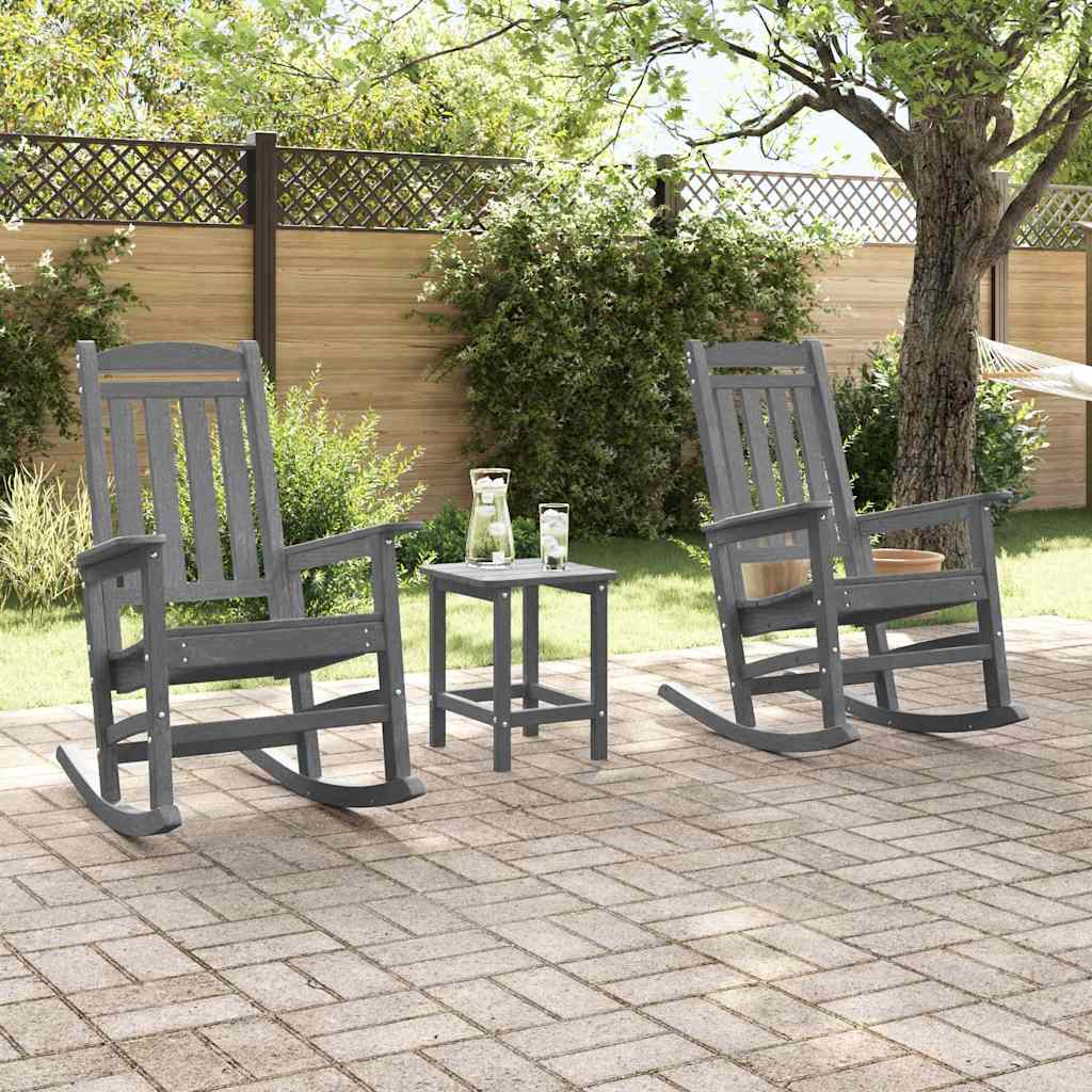 vidaXL Rocking Chair 3 pcs Light Grey Polyethylene