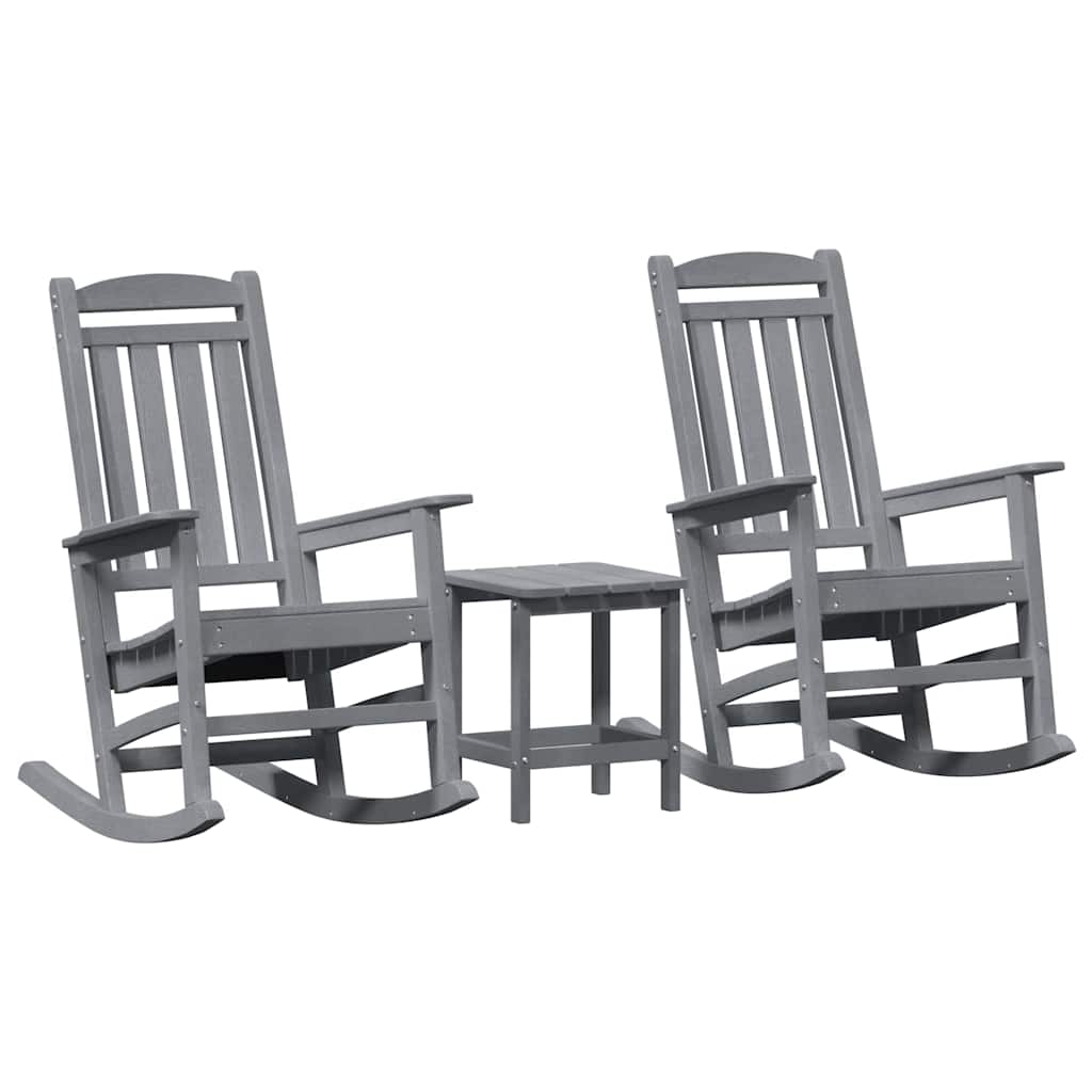 vidaXL Rocking Chair 3 pcs Light Grey Polyethylene