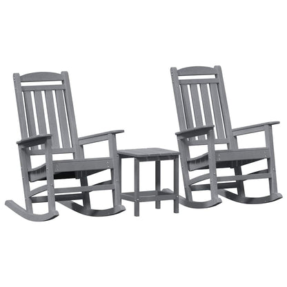 vidaXL Rocking Chair 3 pcs Light Grey Polyethylene
