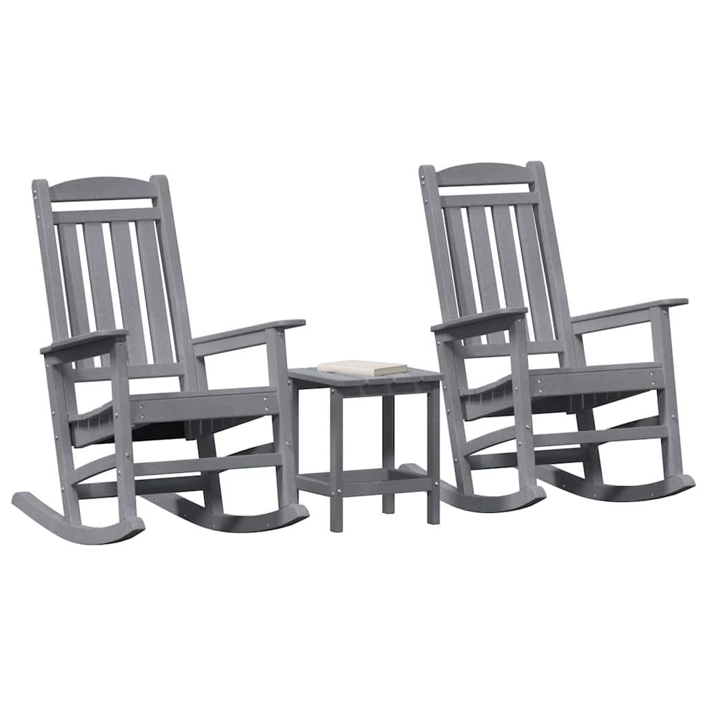 vidaXL Rocking Chair 3 pcs Light Grey Polyethylene