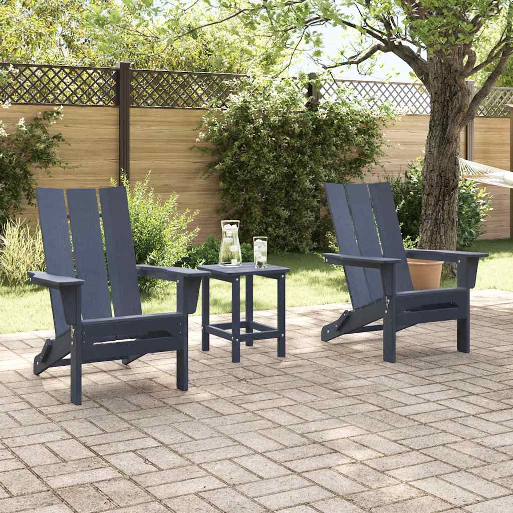 vidaXL Garden Chair 3 pcs Navy 80.5 x 74.5 x 92 cm Polyethylene
