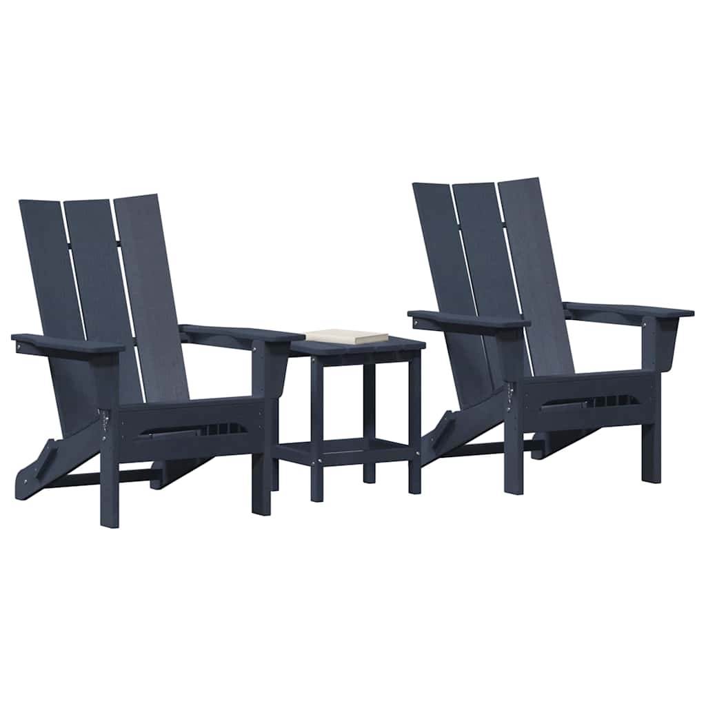 vidaXL Garden Chair 3 pcs Navy 80.5 x 74.5 x 92 cm Polyethylene