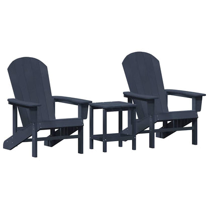 vidaXL Garden Chair 3 pcs Navy Polyethylene