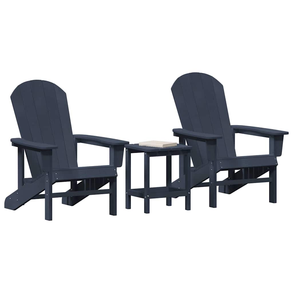 vidaXL Garden Chair 3 pcs Navy Polyethylene