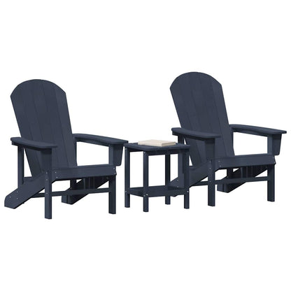 vidaXL Garden Chair 3 pcs Navy Polyethylene