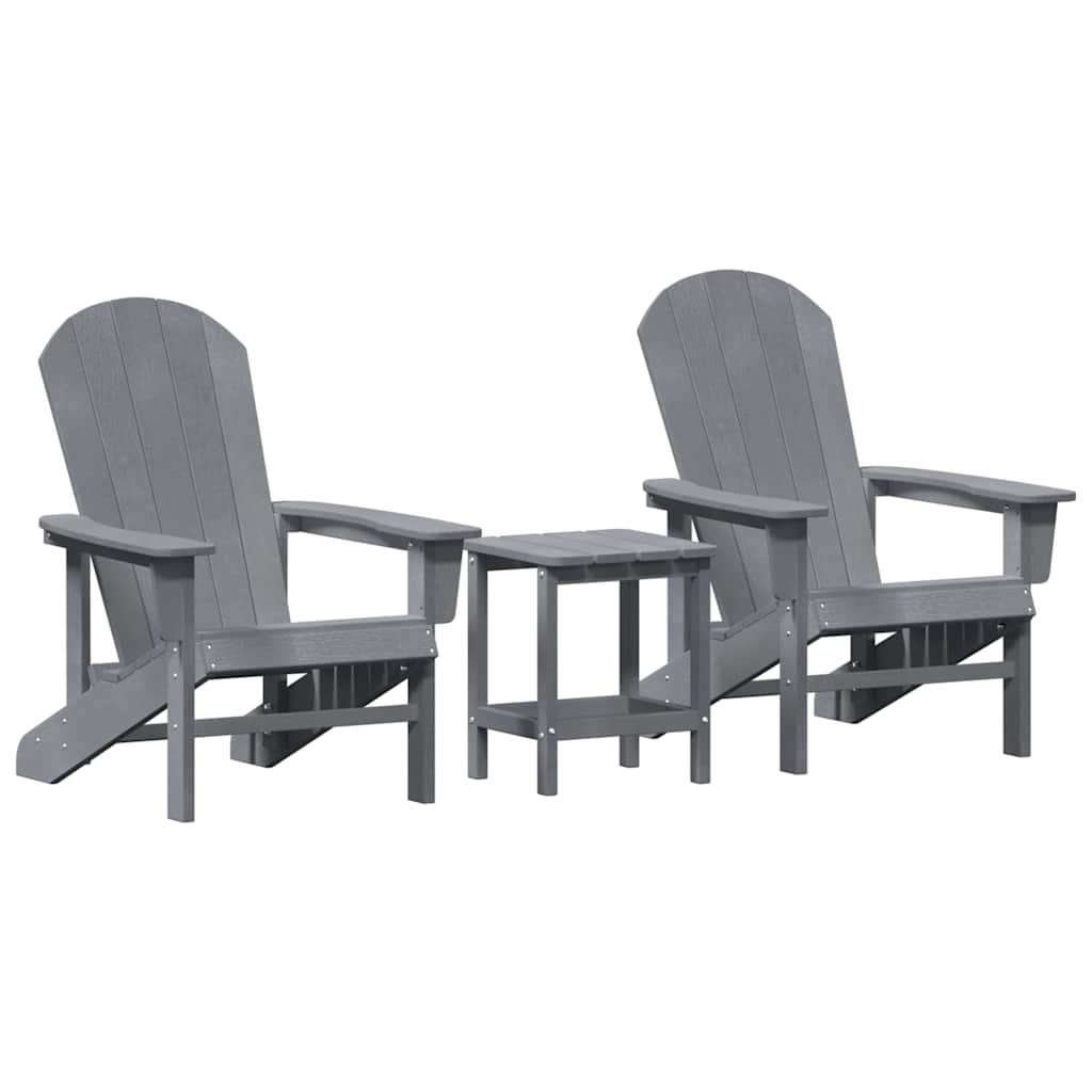 vidaXL Garden Chair 3 pcs Light Grey Polyethylene