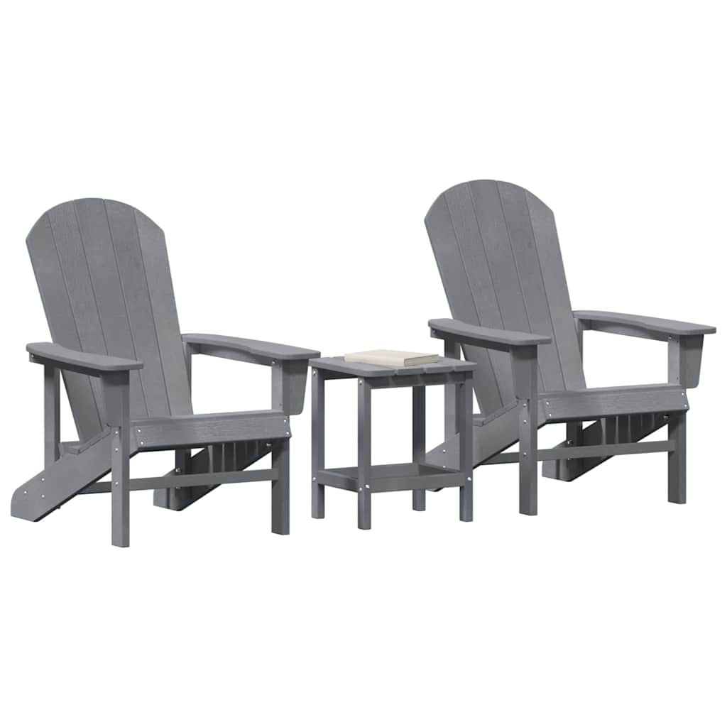 vidaXL Garden Chair 3 pcs Light Grey Polyethylene