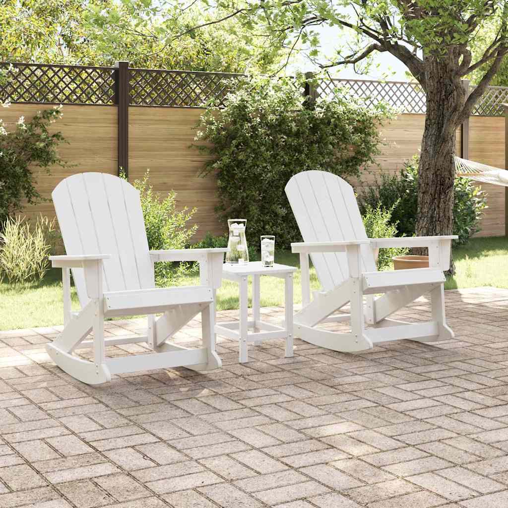 vidaXL Adirondack Rocking Chairs 2 pcs White HDPE