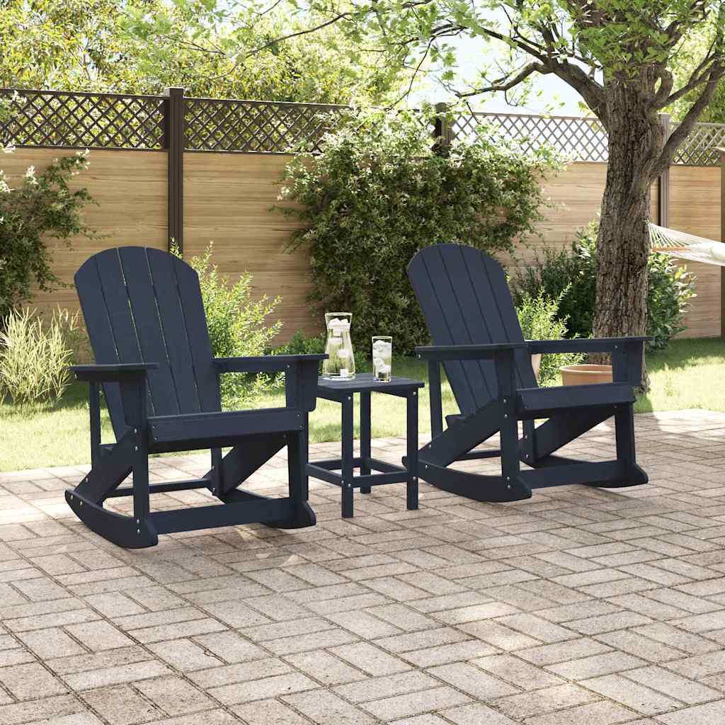vidaXL Adirondack Rocking Chairs 2 pcs Navy Blue HDPE