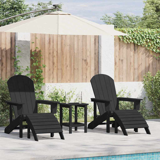 vidaXL Garden Chair 2 pcs Black Polyethylene