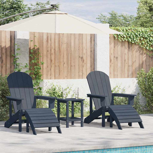 vidaXL Garden Chair 3 pcs Navy Polyethylene