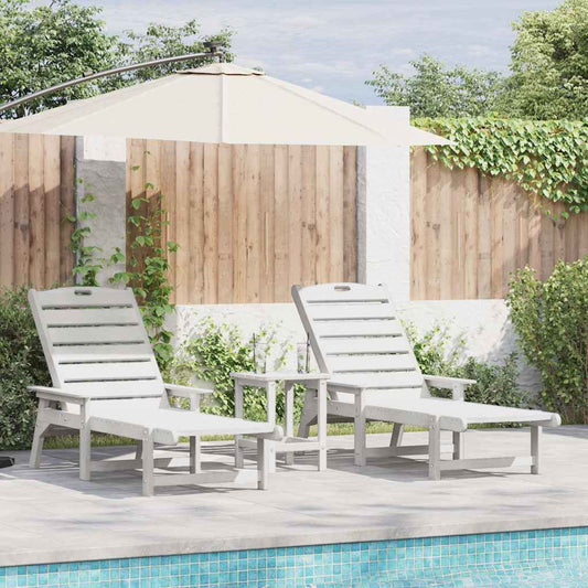 vidaXL Sun Lounger 2 pcs White 195.5 x 53 x 98.5 cm Polyethylene