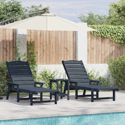 vidaXL Sun Lounger 2 pcs Navy 195.5 x 53 x 98.5 cm Polyethylene