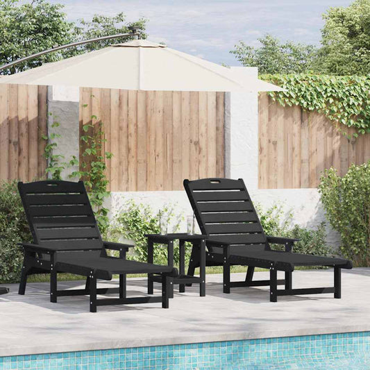 vidaXL Sun Lounger 2 pcs Black 195.5 x 53 x 98.5 cm Polyethylene