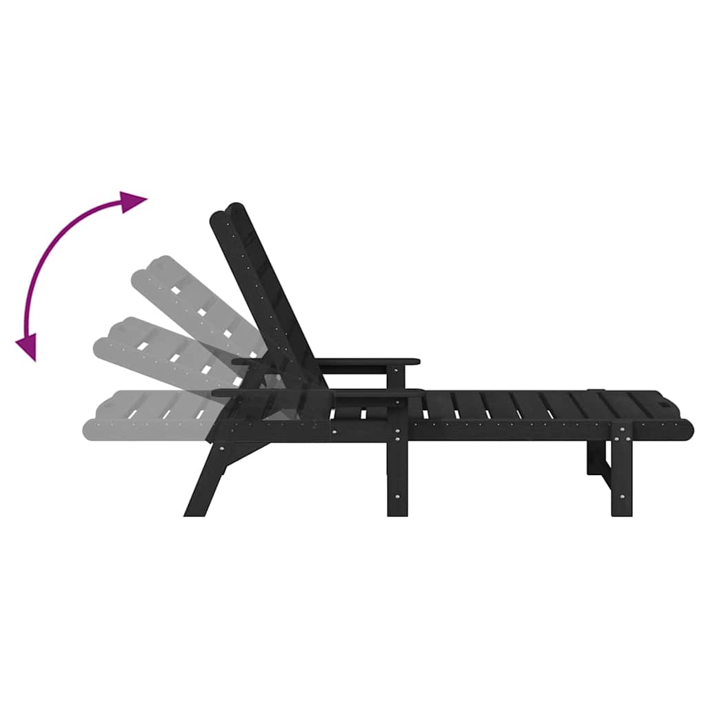 vidaXL Sun Lounger 2 pcs Black 195.5 x 53 x 98.5 cm Polyethylene