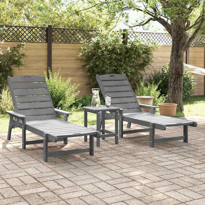 vidaXL Sun Lounger 2 pcs Light Grey 195.5 x 53 x 98.5 cm Polyethylene