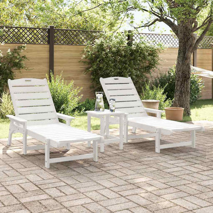 vidaXL Sun Lounger Reclining 3 pcs White Polyethylene