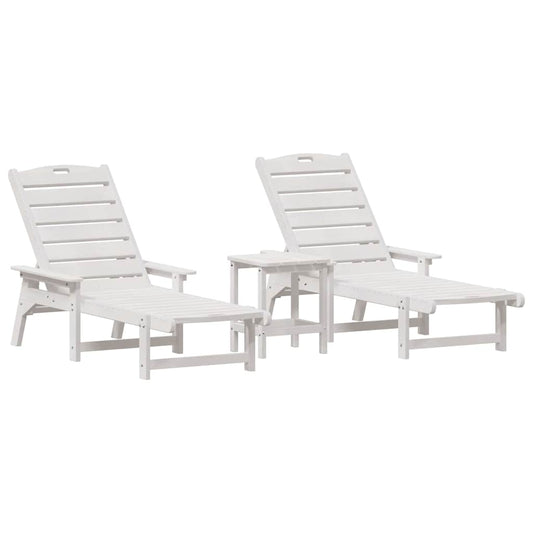 vidaXL Sun Lounger Reclining 3 pcs White Polyethylene