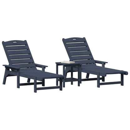 vidaXL Sun Lounger Reclining 3 pcs Navy Polyethylene