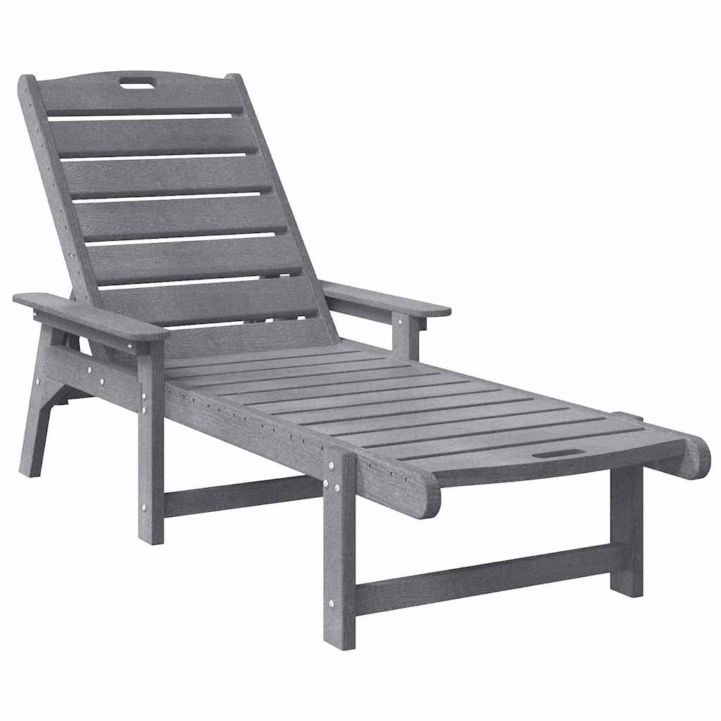vidaXL Sun Lounger Reclining 3 pcs Light Grey Polyethylene