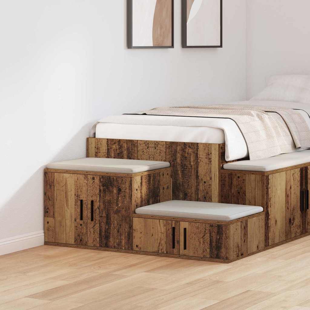 vidaXL Storage Cabinet 2 pcs Old Wood 127 x 41 x 40 cm Engineered Wood