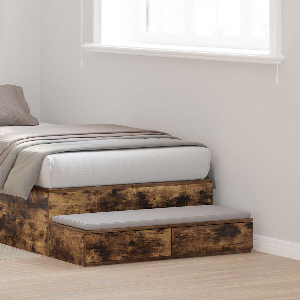 vidaXL Bed Drawers Smoked Oak 100 x 36.5 x 16.5 cm Engineered Wood