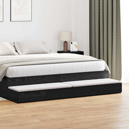 vidaXL Bed Drawers Black Oak 200 x 36.5 x 16.5 cm Engineered Wood