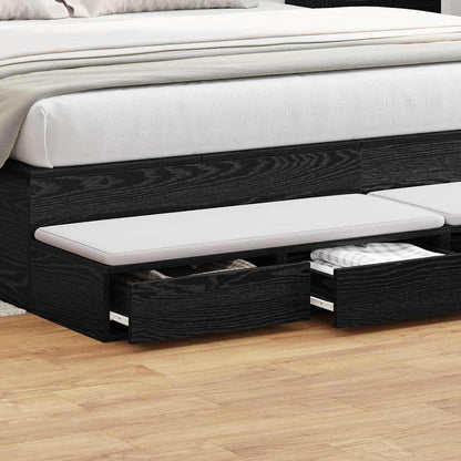 vidaXL Bed Drawers Black Oak 200 x 36.5 x 16.5 cm Engineered Wood