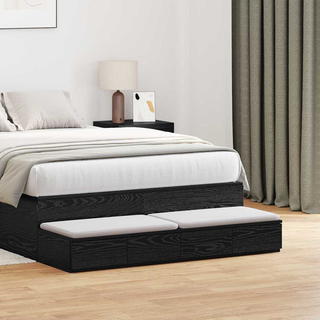 vidaXL Bed Drawers Black Oak 120 x 36.5 x 16.5 cm Engineered Wood