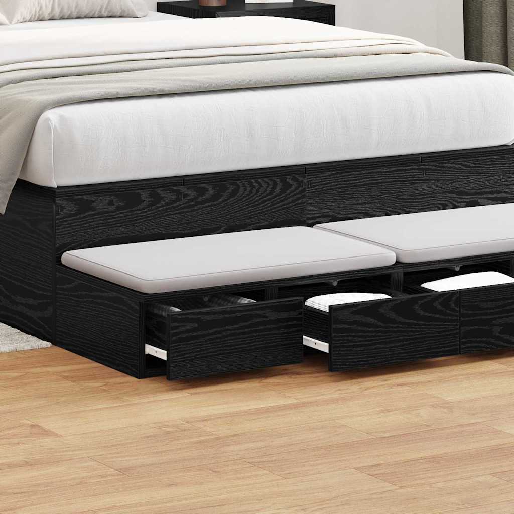 vidaXL Bed Drawers Black Oak 120 x 36.5 x 16.5 cm Engineered Wood