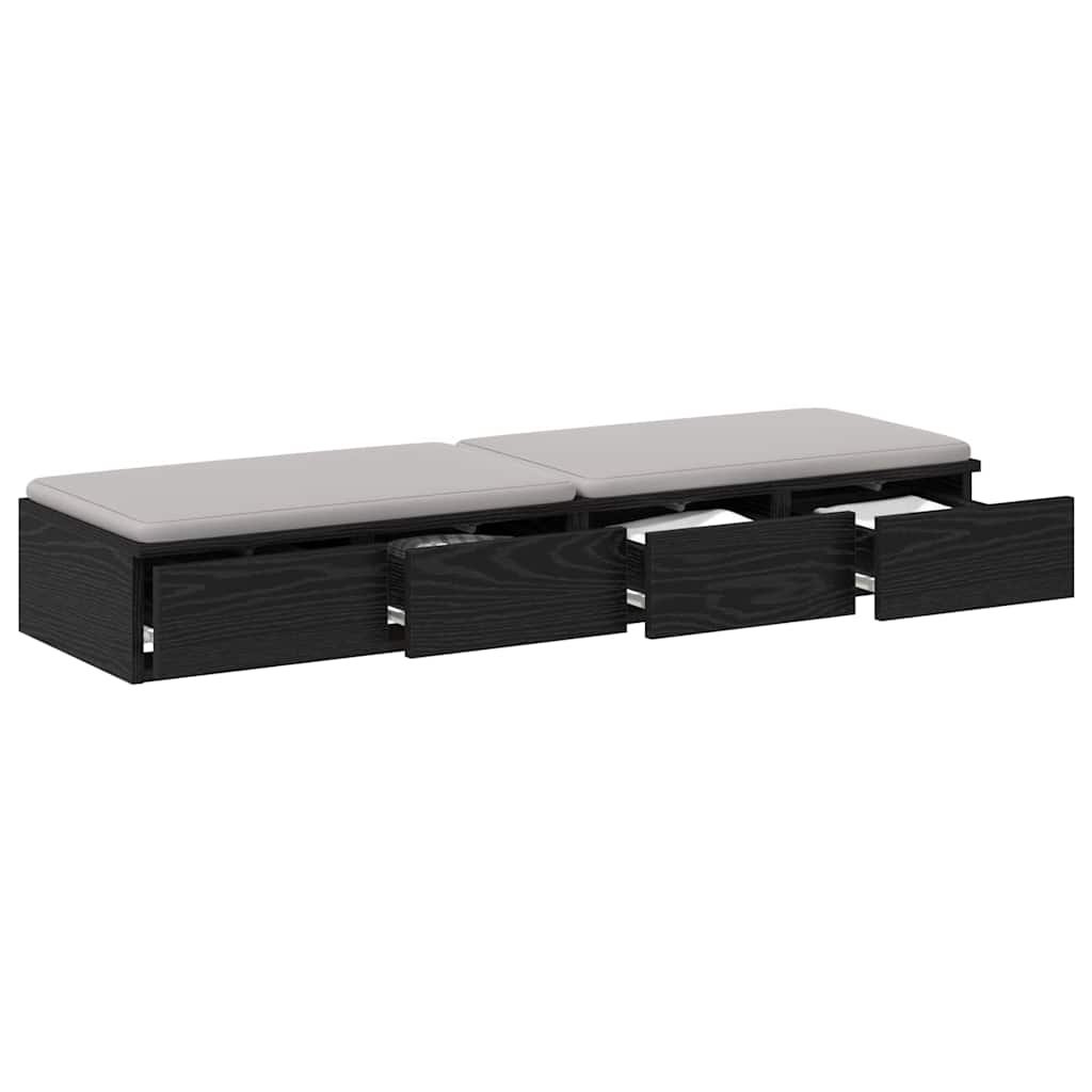 vidaXL Bed Drawers Black Oak 120 x 36.5 x 16.5 cm Engineered Wood