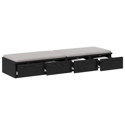 vidaXL Bed Drawers Black Oak 120 x 36.5 x 16.5 cm Engineered Wood