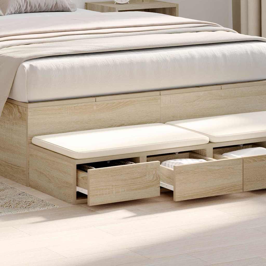vidaXL Bed Drawers Sonoma Oak 120 x 36.5 x 16.5 cm Engineered Wood