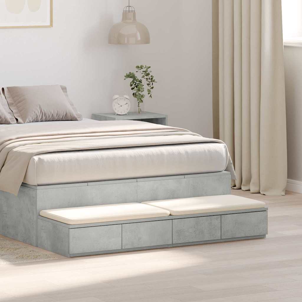 vidaXL Bed Drawers Concrete Grey 120 x 36.5 x 16.5 cm Engineered Wood
