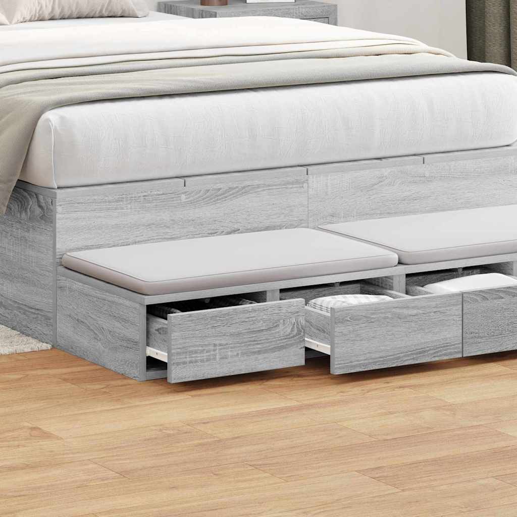 vidaXL Bed Drawers Grey Sonoma 120 x 36.5 x 16.5 cm Engineered Wood