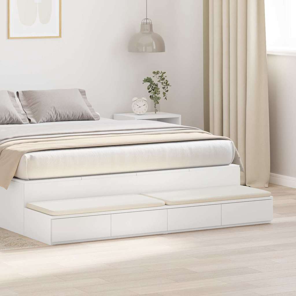 vidaXL Bed Drawers White 140 x 36.5 x 16.5 cm Engineered Wood