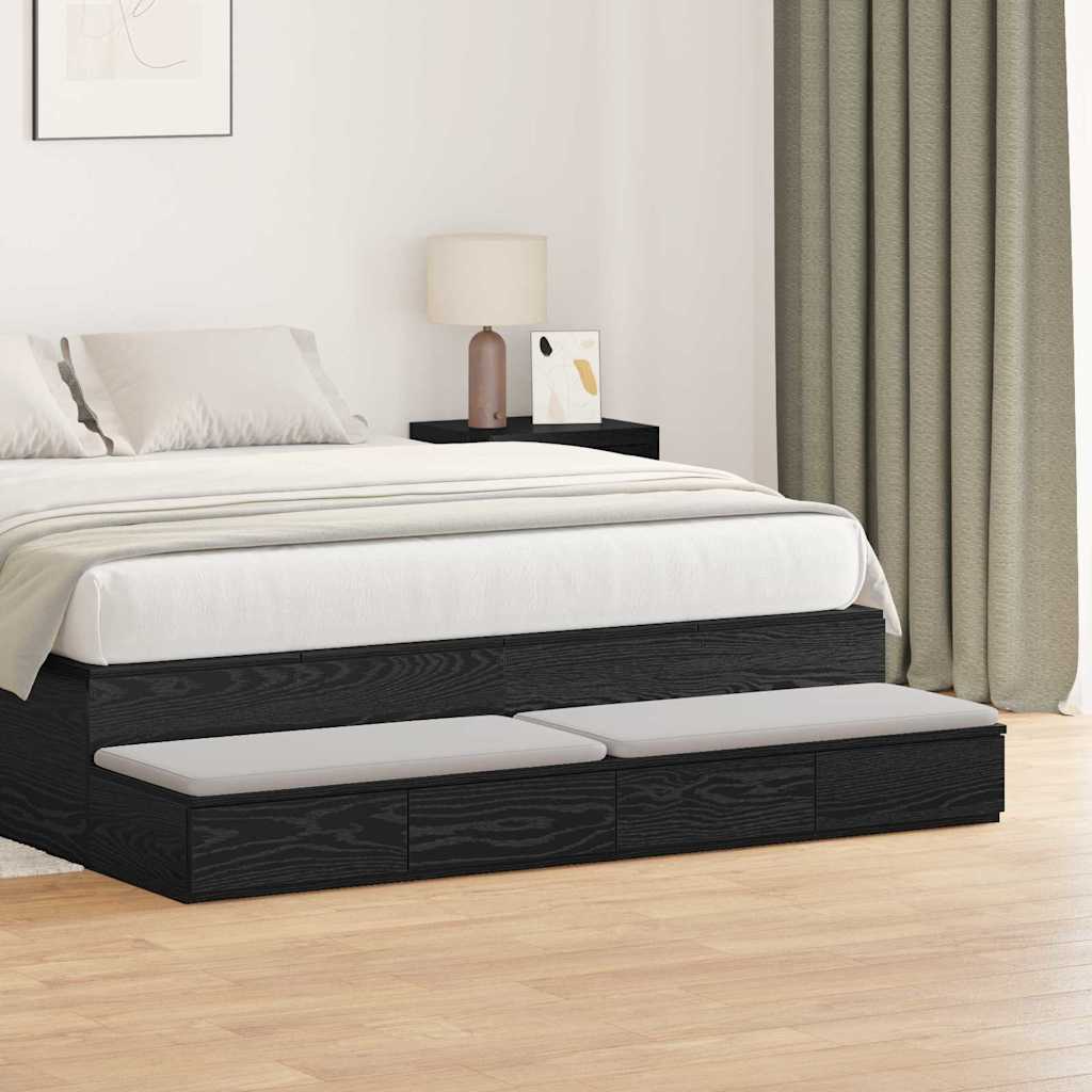 vidaXL Bed Drawers Black Oak 140 x 36.5 x 16.5 cm Engineered Wood