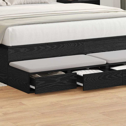 vidaXL Bed Drawers Black Oak 140 x 36.5 x 16.5 cm Engineered Wood