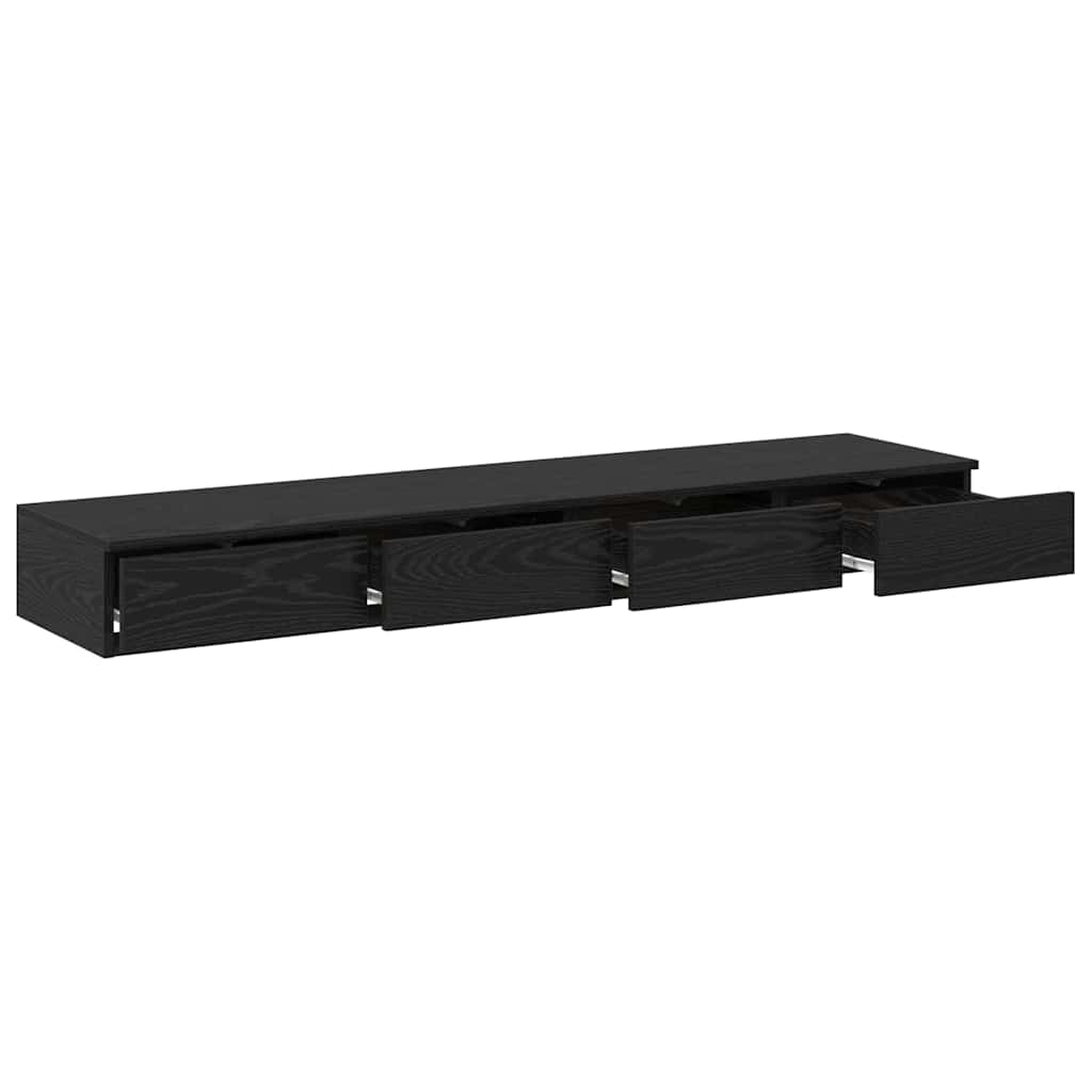 vidaXL Bed Drawers Black Oak 140 x 36.5 x 16.5 cm Engineered Wood