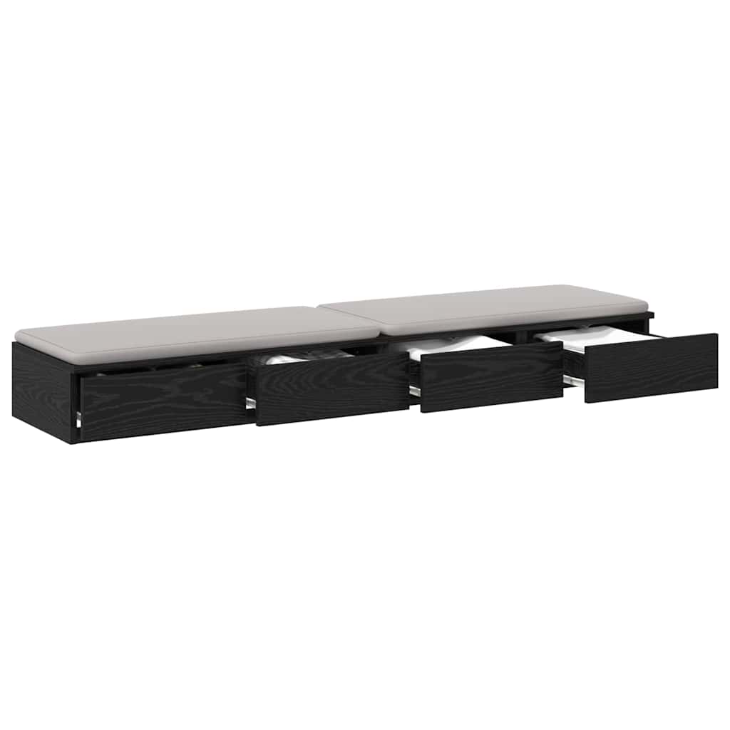 vidaXL Bed Drawers Black Oak 140 x 36.5 x 16.5 cm Engineered Wood