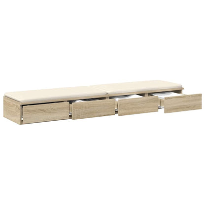 vidaXL Bed Drawers Sonoma Oak 140 x 36.5 x 16.5 cm Engineered Wood