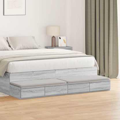 vidaXL Bed Drawers Grey Sonoma 140 x 36.5 x 16.5 cm Engineered Wood