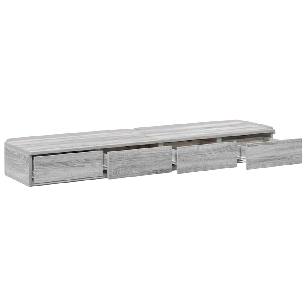 vidaXL Bed Drawers Grey Sonoma 140 x 36.5 x 16.5 cm Engineered Wood